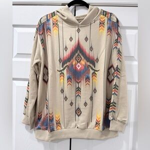 American Bling Southwest Aztec Print Hooded Sweatshirt NWT